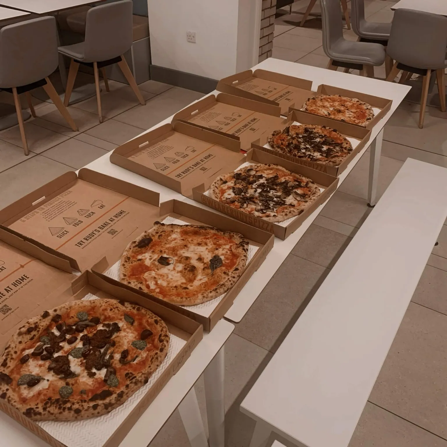 Pizza laid out after a DAISI event