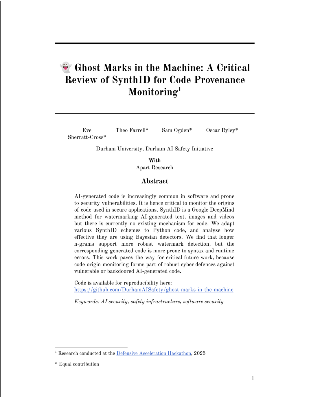 Ghost Marks in the Machine: A Critical Review of SynthID for Code Provenance Monitoring