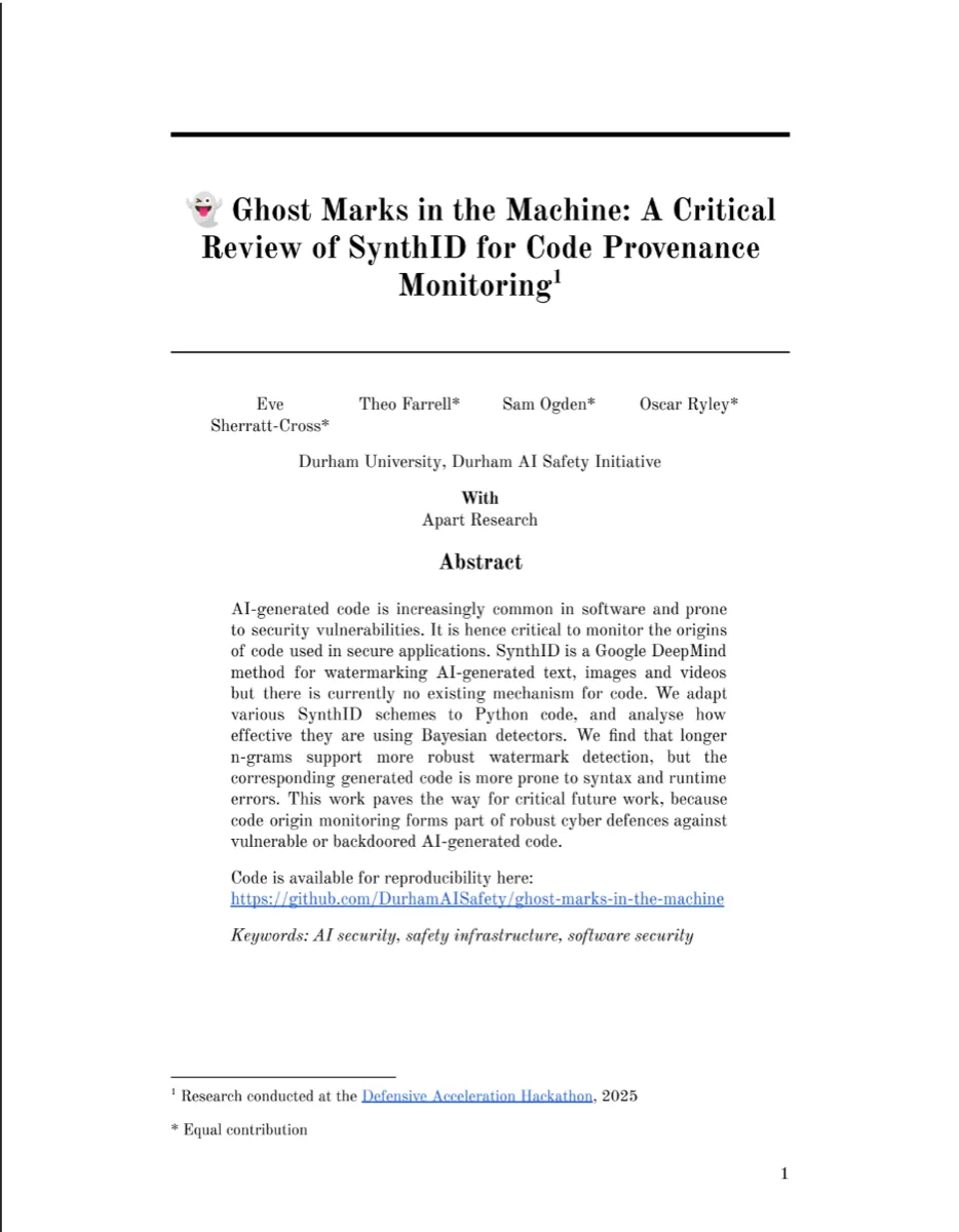 Ghost Marks in the Machine: A Critical Review of SynthID for Code Provenance Monitoring