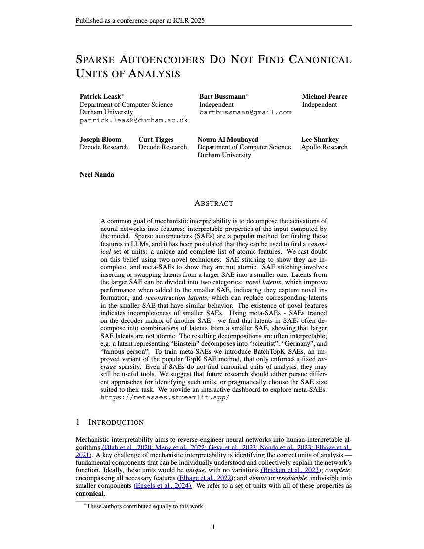 Sparse Autoencoders Do Not Find Canonical Units of Analysis