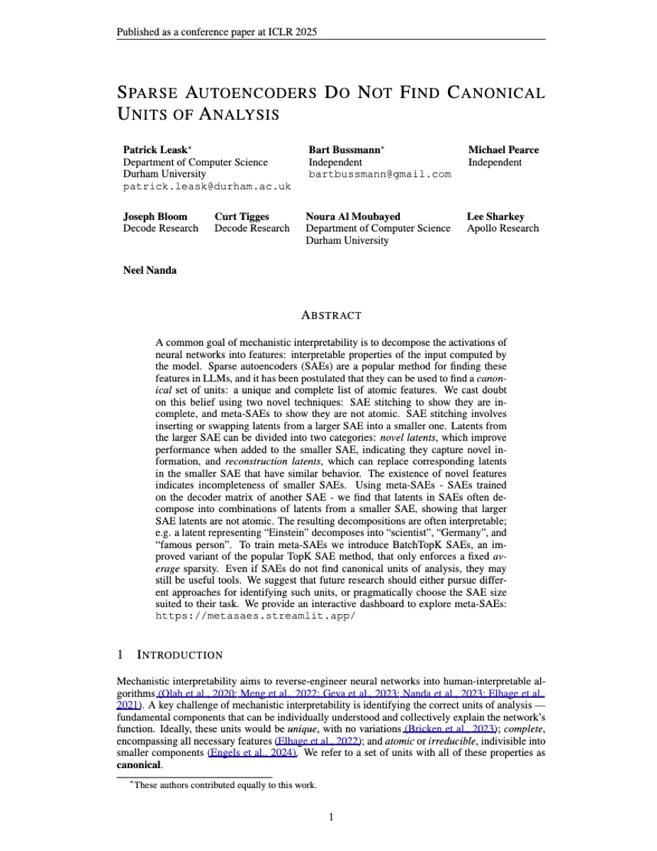 Sparse Autoencoders Do Not Find Canonical Units of Analysis